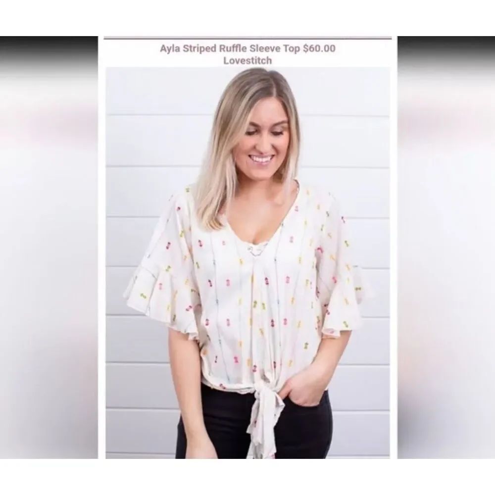 Love Stitch Alya boho festival top ruffle sleeve M